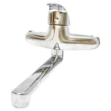 廚房壁式龍頭，台灣製造，日本陶瓷芯，全銅本體，出水管長23.5公分，出水管可旋轉  26 x 17.5cm  1個