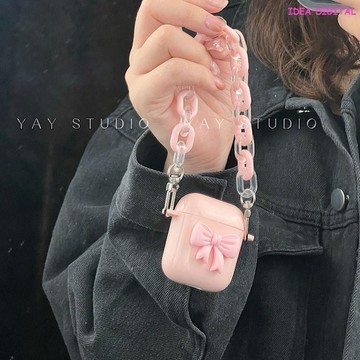 耳機殼保護套.韓國ins雙耳粉蝴蝶結airpods1/2無線藍牙保護套airpods pro3新款