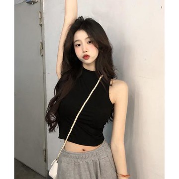 大碼胖MM純欲風黑色無袖打底背心女內搭夏季女裝性感chic甜辣上衣