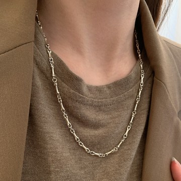 小寶s925純銀獨特萬能骨頭鏈實心全手工毛衣鏈項鏈女小眾輕奢高級
