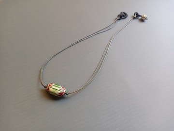 義大利雪佛蘭琉璃 手工編結項鍊 – 古董老玉石 / 設計品