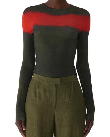 Jason Wu Collection Painted Stripe Long Sleeve Jersey Top