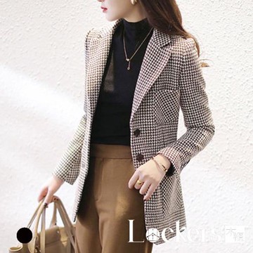 【Lockers 木櫃】春季千鳥格修身西裝外套 L112021303