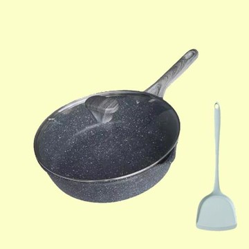 工廠麥飯石鍋深煎鍋煎炒鍋不粘鍋家用平底炒菜鍋各種灶具通用