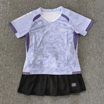 運動套裝 運動服 羽球衣 新款紫色羽球服女速男女大賽比賽套裝透氣短袖吸汗情侶同款印字 健身服 運動  羽球 球衣