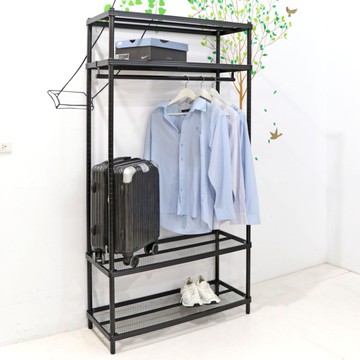 【品樂生活】35X90X180CM菱形網四層單桿衣架組/鐵架衣櫥/衣櫥架/波浪衣櫥/衣櫥櫃