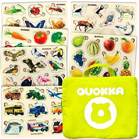 QUOKKA 2〜4歳児向け 幼児用パズル 1〜3歳の幼児向け木製パズル6個