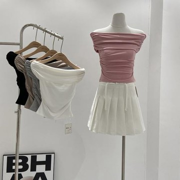 純欲風辣妹氣質一字肩抹胸女2026年夏季新款修身顯瘦小眾百搭上衣