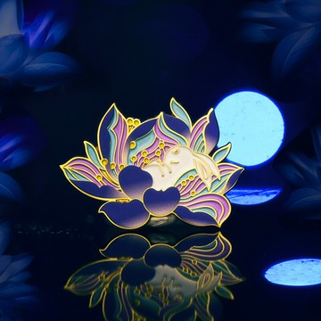 睡蓮白兔文藝金屬徽章胸針博物館文創禮品精致送女友生日禮物古典