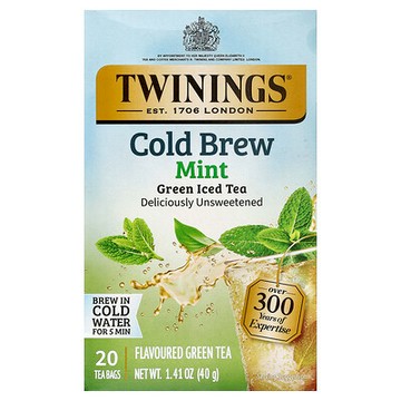Twinings, 冷泡冰茶，綠茶，薄荷味，未增甜，20 個單份茶包，1.41 盎司（40 克）