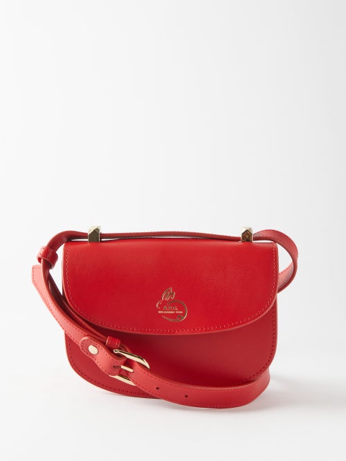 A.P.C. - Genève Mini Rabbit-logo Leather Cross-body Bag - Womens - Red