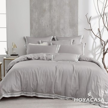 HOYACASA 60支萊賽爾纖維天絲兩用被套床包六件組｜知性灰 ｜(雙人/加大/特大)