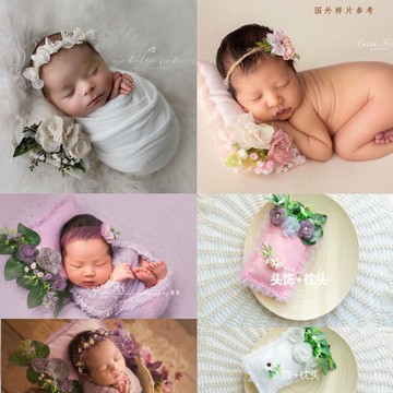 新生兒攝影道具秘密花園小枕頭主題寶寶影樓拍照滿月攝影道具頭飾