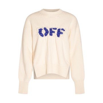 Off-white - White Wool Boiled Logo Sweater