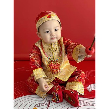 周歲禮服男寶夏天女童中式套裝中國風百日宴春秋款兒童抓周服唐裝