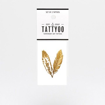 金色羽毛 刺青紋身貼紙 | TATTYOO