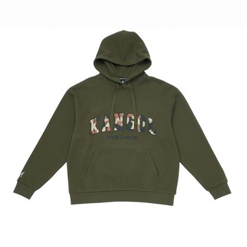 KANGOL 男女 落肩迷彩印花帽T 深綠 6455105270