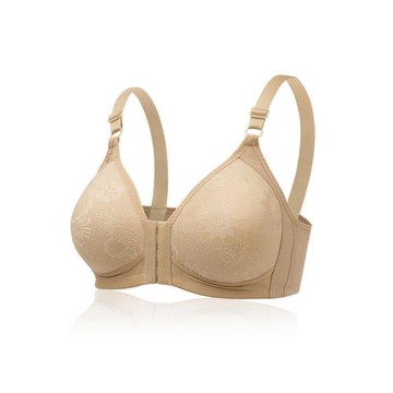 前扣聚攏薄款性感透氣中老年無鋼圈大碼內衣女側收調整型文胸罩