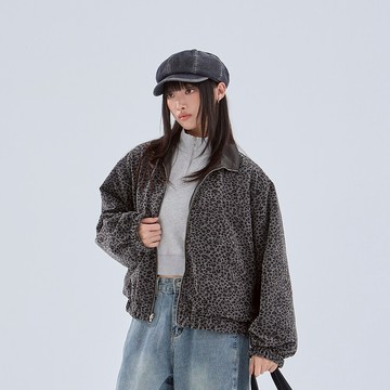 QUEENSHOP_F 女裝 豹紋磨毛兩穿夾克外套 兩色售 現+預 【02071656】