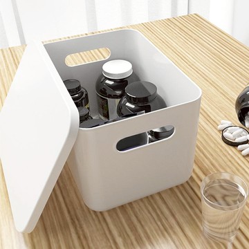 日系簡約風附蓋收納盒(高型小款)-3入 單一規格