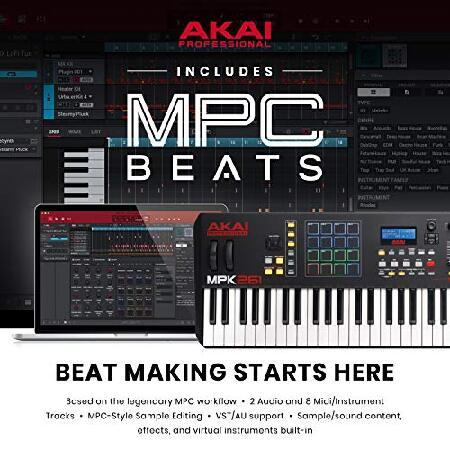 Akai Professional MPK261 61-Key Semi-Weighted USB MIDI Keyboard Controller ＆ RockJam Xfinity Heavy-Duty, Double-X, Pre-Assembled, Infinitely Adjust