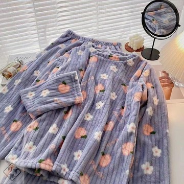 可可裡🐾水蜜桃套裝睡衣女生秋冬款珊瑚絨加厚保暖網紅爆款珊瑚絨冬季套裝