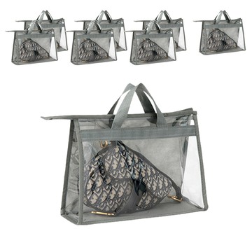 密封防塵包包收納袋 S 32x22x10.5cm PVC材質 透明可視  8個  灰色