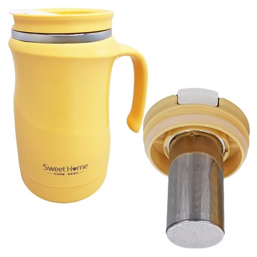 Sweet Home 樂活馬克杯 附濾網  黃色 + 銀色  1個