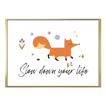 春日的小狐狸 漫步 慢生活裝飾畫  42 x 59.4cm  金色