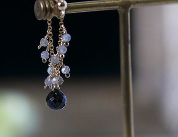 黑尖晶石+拉長石圈鏈耳針