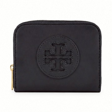 [平輸版]TORY BURCH ELLA 經典LOGO拉鍊卡片零錢包(黑)真品平輸