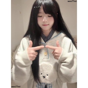 超實惠臘 秋冬女衛衣 寬鬆長袖上衣不是印花!【毛絨刺繡】可愛小狗連帽衛衣秋冬新款學院寬鬆慵懶ins