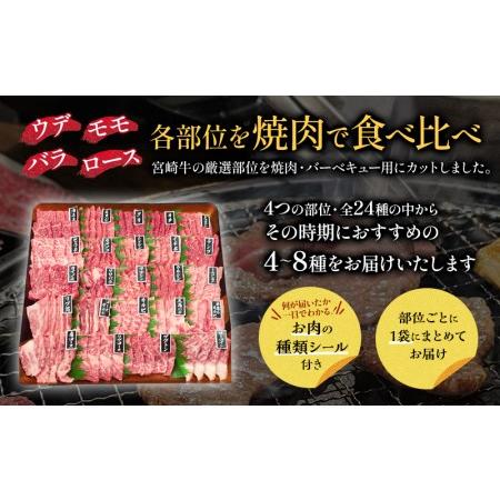 ふるさと納税  数量限定 宮崎牛 焼肉食べ比べ 4種〜8種盛り 合計800g 宮崎県宮崎市