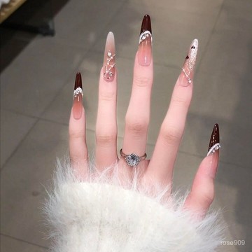 💥新年戰甲❤️【紅酒布蕾】聖誕紅色法式貓眼純手工穿戴甲新款顯白新年聖誕美甲手工穿戴甲 IOCF