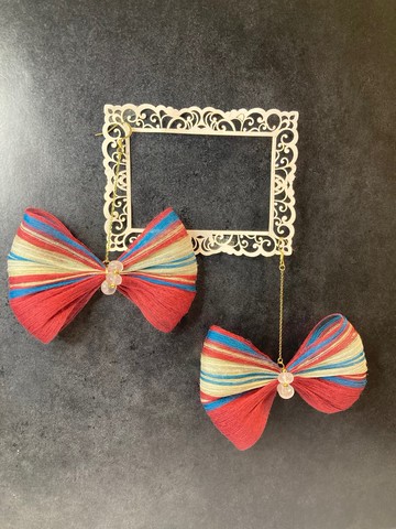 YASHIO〜紅之八塩 日式珠寶 Re:born 耳環 以經紗絲帶製作的星之子珠寶