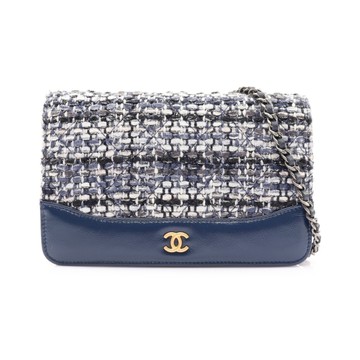 CHANEL 香奈兒 Gabrielle WOC 流浪包 肩背包 藍/黑色皮革 金釦 【二手名牌BRAND OFF】