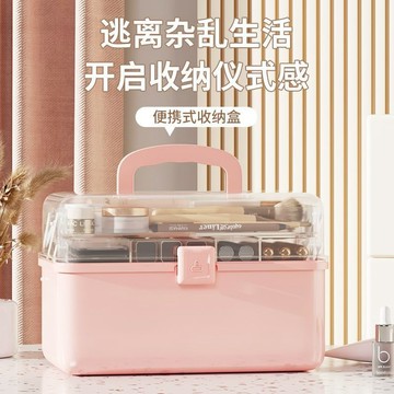 🚚台灣出貨 家用化妝品收納盒多層摺疊收納箱手提便攜美甲整理大號美術工具箱