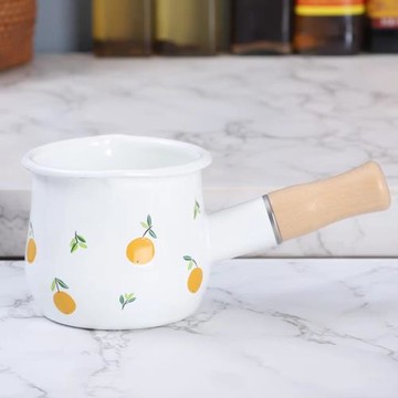 歐麗家搪瓷10cm迷你雙嘴單柄奶鍋搪瓷黃油鍋單柄寶寶輔食鍋家用