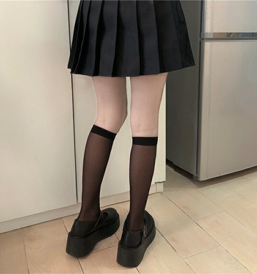 黑色小腿襪女薄款中筒夏季透明ins潮日系jk襪子學院風半筒白絲襪