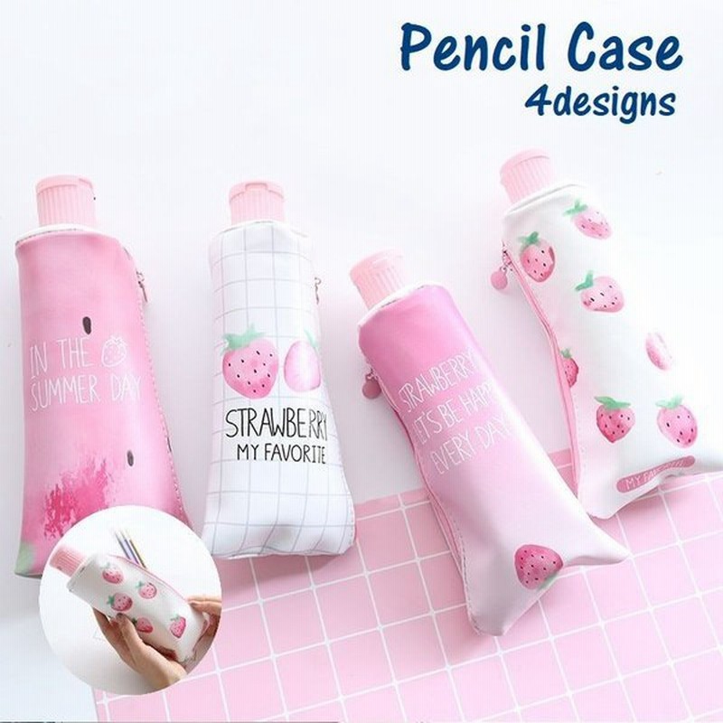 激安 ペンケース チューブ型 かわいいイチゴ パステルカラー ピンクa Www iwearparts Com