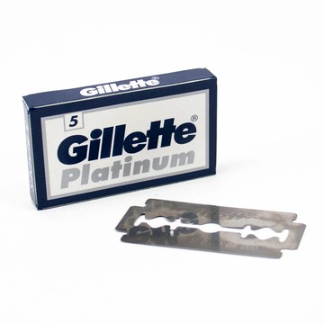 Gillette 吉列 白金雙面刮鬍刀片（5片/通用復古雙刃安全手動刮鬍刀 傳統老式刀架 不銹鋼不鏽鋼剃刀刮刀 剃鬚刀