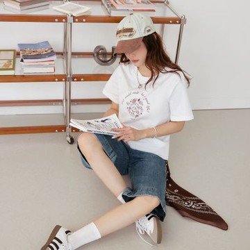 OB嚴選-純棉下午茶印花短袖上衣《AB20326-》