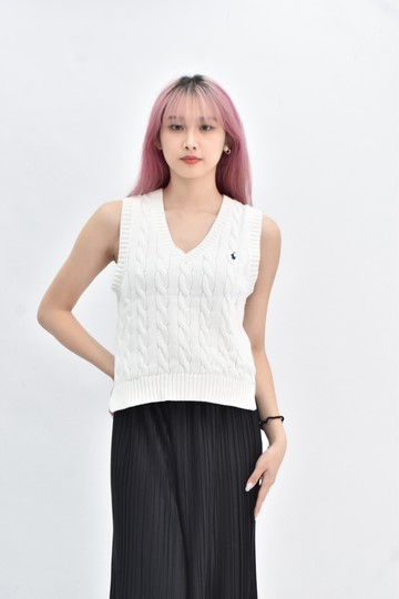 (S) polo ralph lauren 棉質無袖背心針織白色上衣