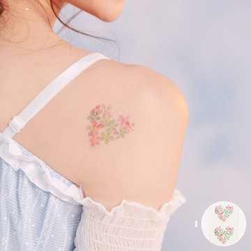 日系唯美愛心蝴蝶結紋身貼紙