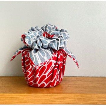 京都風呂敷包巾-伊砂紋樣 中巾-菊(紅&青)