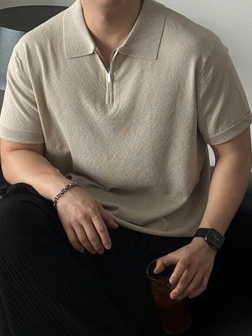 【Metanoia】🇰🇷韓製 半拉鏈翻領短袖針織衫