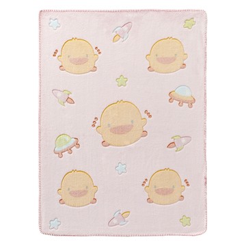 PiYOPiYO黃色小鴨 太空冒險珊瑚絨四季毯 精緻包裝 輕柔細緻又保暖 可愛立體小鴨設計  粉  85 x 115cm  1件