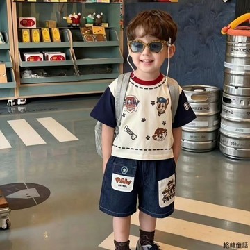 童裝 男童夏季套裝 男童套装卡通酷帥夏天短袖小男孩衣服寶寶兩件套