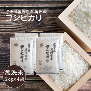 奥州市産コシヒカリ 無洗米 令和5年産 新米 20kg(5kg×4) [BC005]