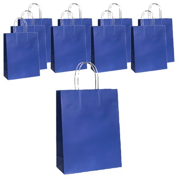 素簡無印純色手提袋 4K 紙繩款  寶藍色  1組